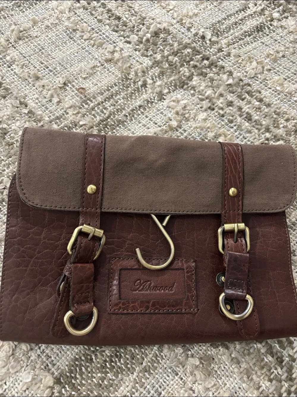 ASHWOOD - Men's Hanging Travel/Gym/Toiletry Bag - Genuine Leather and Canvas